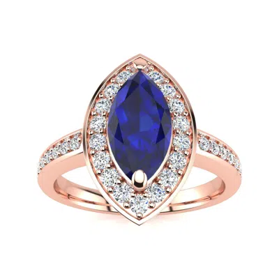 Shop Sselects 1 Carat Marquise Sapphire And Diamond Ring In 14 Karat Rose Gold In Multi