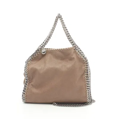 Shop Stella Mccartney Falabella Mini Chain Shoulder Bag Fake Leather Brown In Multi