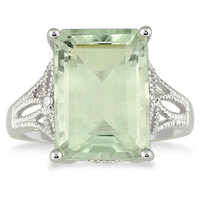 Shop Sselects 7 Carat Emerald Cut Amethyst And Diamond Ring In 10k White Gold