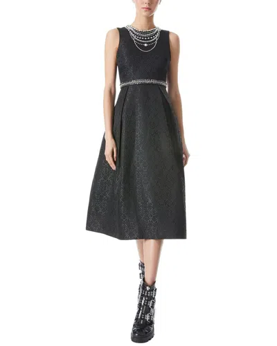 Shop Alice And Olivia Cherra Pearl Embellished Mid Dress In Black