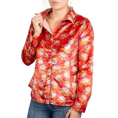 Shop Dylan Women's Marlowe Taylor Shirt In Red/pink Floral