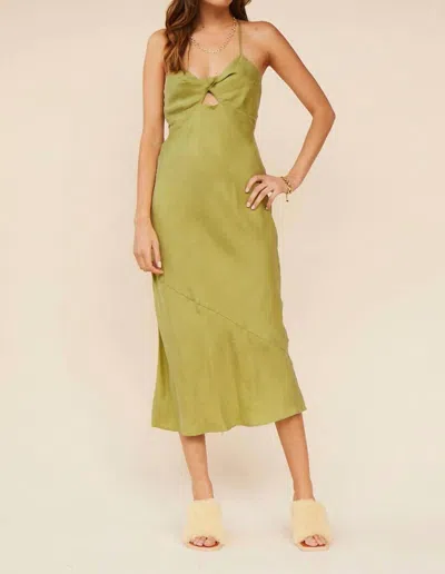Shop Suboo Georgia Twist Front Slip Dress In Moss In Green
