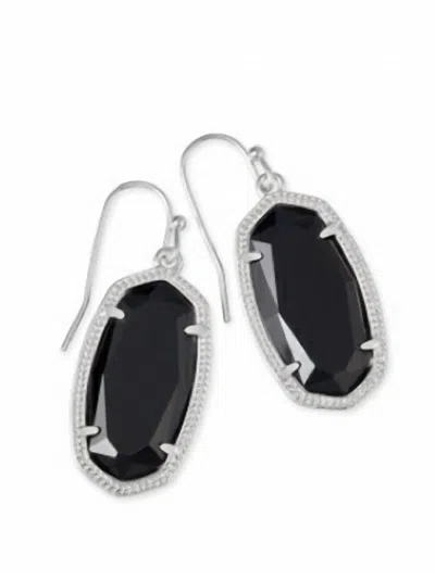 Shop Kendra Scott Dani Rhodium Earrings In Black