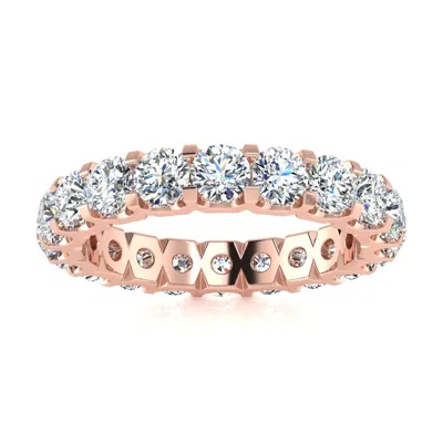 Shop Sselects 14 Karat Rose Gold 3 Carat Round Lab Grown Diamond Eternity Ring In Multi