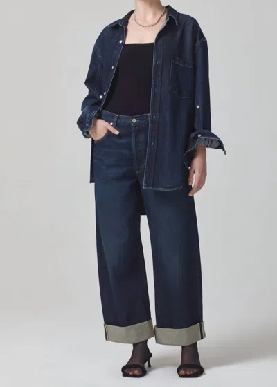 Shop Citizens Of Humanity Ayla Baggy Cuffed Crop Jeans In Bravo In Multi