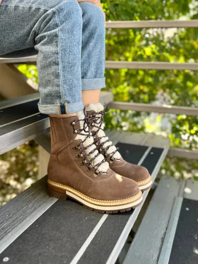 Shop Bos. & Co. Ada Shearling Lace Boot In Taupe In Brown