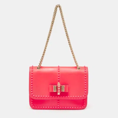 Shop Christian Louboutin Neon Matte And Patent Leather Sweet Charity Shoulder Bag In Pink