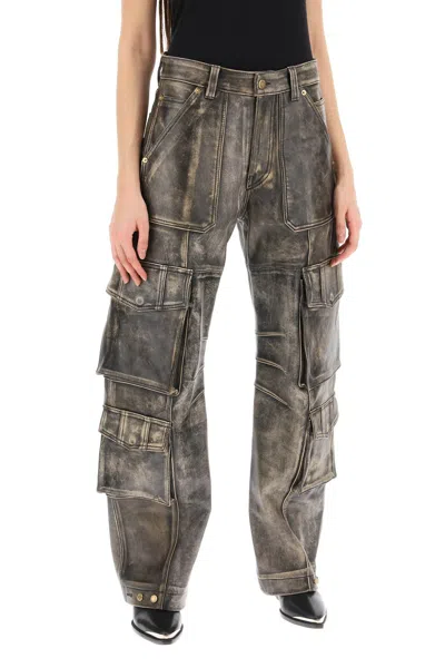 Shop Golden Goose Irin Cargo Pants In Vintage-effect Nappa Leather In Multi