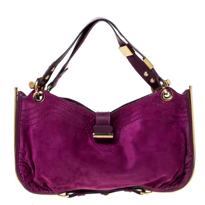 Shop Jimmy Choo Suede And Leather Alex Shoulder Bag In Purple