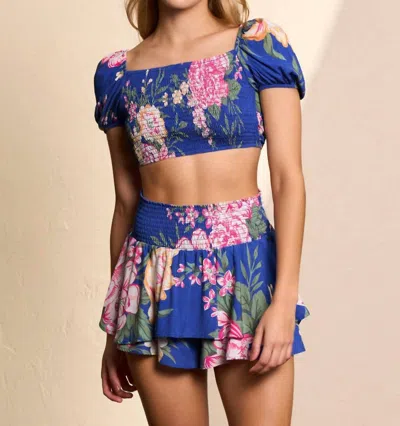 Shop Maaji Riley Beachwear Crop Top In Floralia In Blue