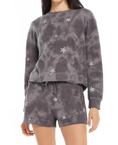Shop Z Supply Millie Cloud Star Sweatshirt In Washed Black In Grey