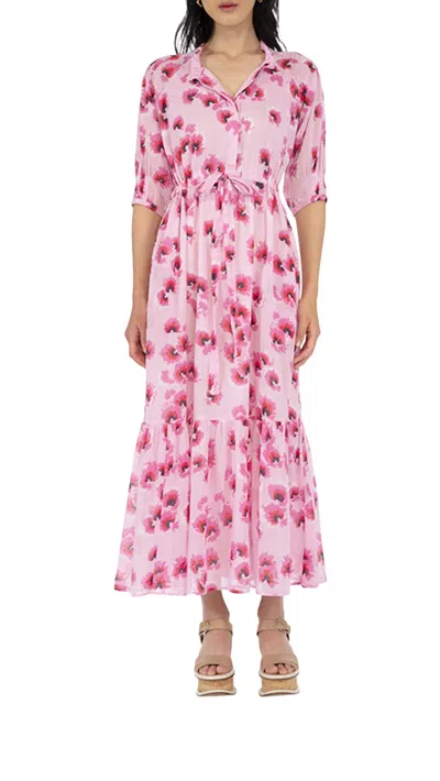Shop Banjanan Betty Dress In Leopard Floral Tulle In Pink