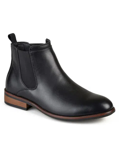 Shop Vance Co. Landon Mens Faux Leather Stretch Chelsea Boots In Black