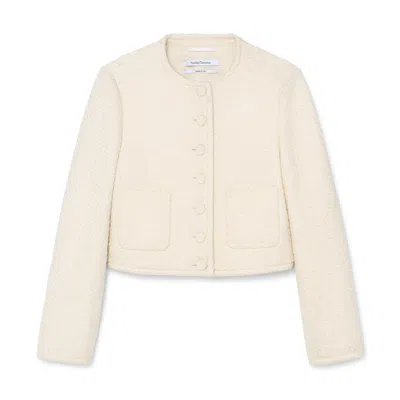Shop Another Tomorrow Cropped Tweed Jacket In Cream