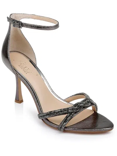 Shop Jewel Badgley Mischka Vani Womens Metallic Ankle Strap Heels In Black