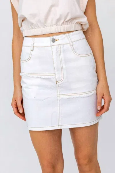 Shop Le Lis Vintage Patched Denim Skirt In White