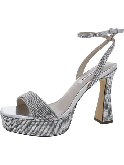 Shop Nina Angella Womens Rhinestone Ankle Strap Platform Heels In Silver