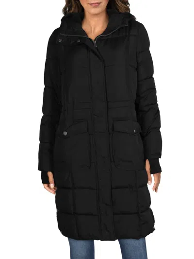 Shop Lucky Brand Womens Winter Hooded Puffer Coat In Black