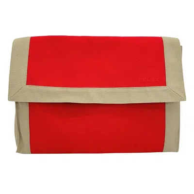 Shop Hermes Tapidocel Canvas Clutch Bag () In Red