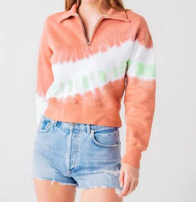 Shop Re/done 70s Half Zip Sweatshirt In Clay Diagonal Dye In Pink