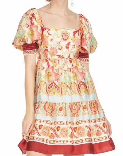 Shop Joy Joy Puff Sleeve Bustier Dress In Floral In Multi