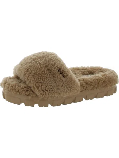 Shop Ugg Cozetta Curly Womens Shearling Slip-on Slide Slippers In Pink