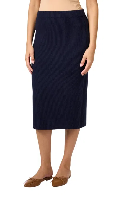 Shop Vince Navy Wool Skirt In Blue