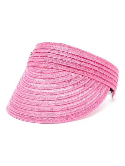 Shop Borsalino Lella Hemp Visor Hat In Pink