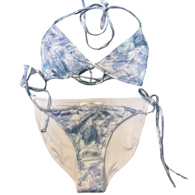 Shop Loveshackfancy Harbor Bikini Set In Light Blue Rain In Multi