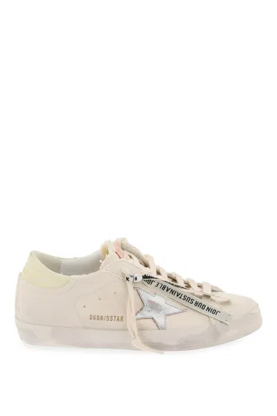 Shop Golden Goose Super-star Canvas And Leather Sneakers In Multi