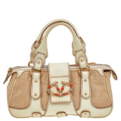 Shop Valentino Cream/beige Fabric And Leather Vlogo Flap Shoulder Bag In White