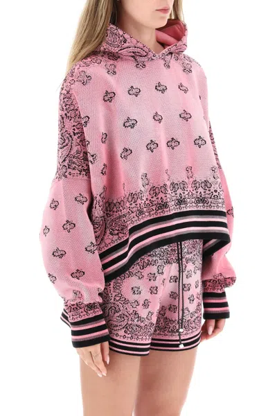 Shop Amiri Cropped Hoodie With Bandana Motif In Pink