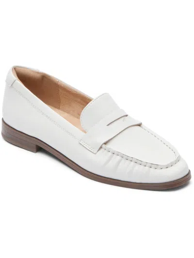 Shop Rockport Susana Womens Leather Slip-on Loafers In White