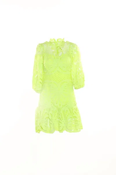 Shop Beulahstyle Lace Dress In Lime In Yellow