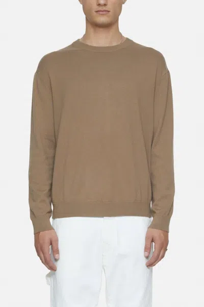 Shop Closed Crew Neck Long Sleeve Knit Sweater In Brown Sugar