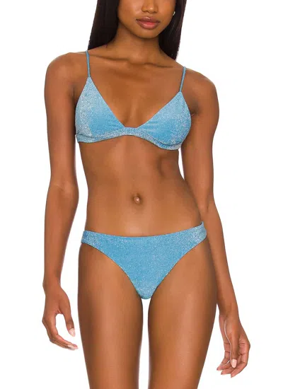 Shop Mikoh Taga 2-piece Bikini In Lurex Bermuda In Blue