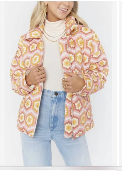 Shop Show Me Your Mumu Power Puffed Honeycomb Jacket In Honeycomb Daisy In Gold