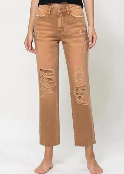 Shop Vervet By Flying Monkey The Zoe Straight Crop Jean In Autumn In Brown
