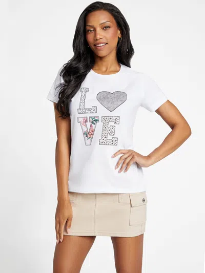 Shop Guess Factory Adora Love Tee In White