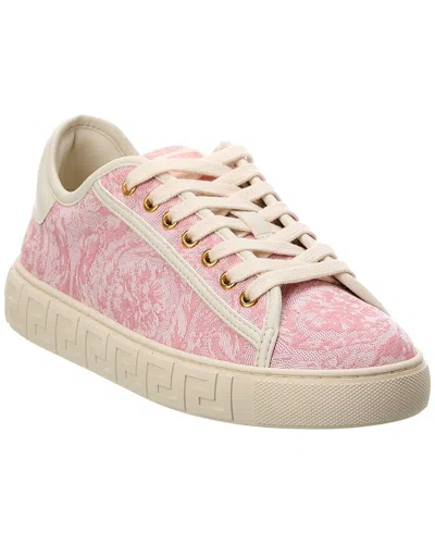 Shop Versace Greca Canvas Sneaker In Pink