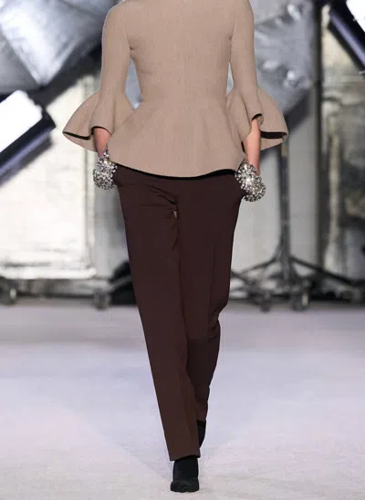 Shop Brandon Maxwell The Soren Crepe Cropped Trouser In Brown In Black