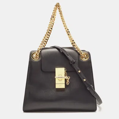 Shop Chloé Leather Mini Annie Shoulder Bag In Black