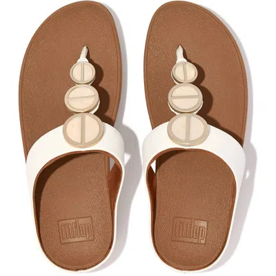 Shop Fitflop Women's Halo Metallic Cream Toe Post Sandals In White