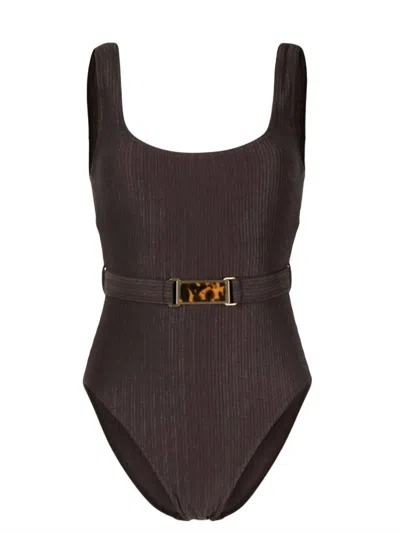 Shop Zimmermann Women's Laurel Scoop Buckle One-piece Swimsuit In Chocolate In Brown