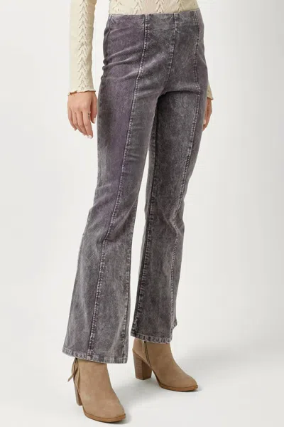 Shop Mystree Vintage Washed Corduroy Flare Pants In Vintage Grey In Purple