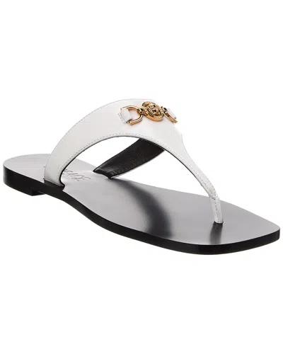 Shop Versace Leather Sandal In White