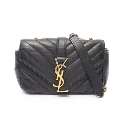 Shop Saint Laurent Baby Chai Baby Chai Chain Shoulder Bag Leather In Black
