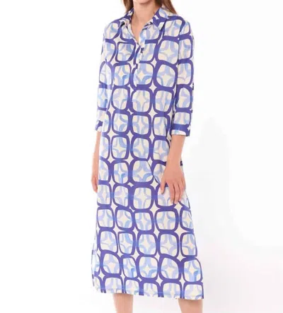 Shop Vilagallo Marion Dress In Deep Blue Art Print