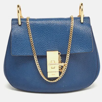 Shop Chloé Leather Medium Drew Shoulder Bag In Blue