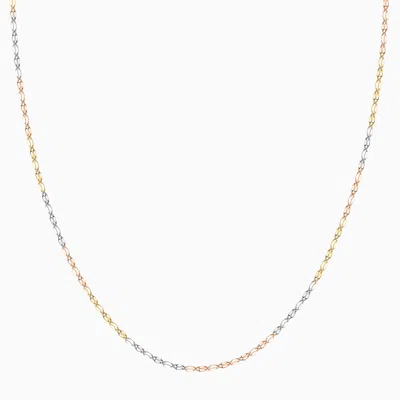 Shop Pori Jewelry 10k Solid Gold 3 Tone Diamond Cut Mirror Chain Necklace In Multi